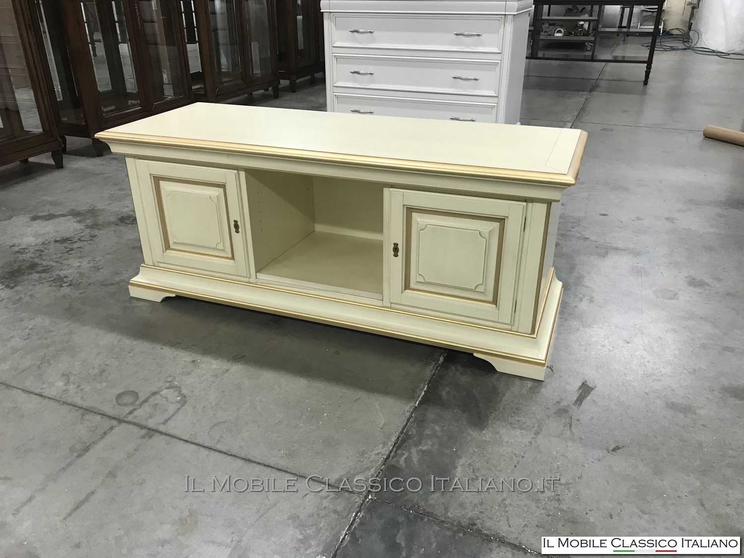 porta tv foglia oro classico